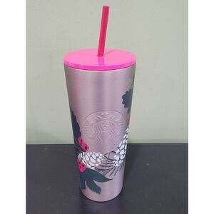 Starbucks Pink Gray Pine Cone Stainless venti Tumbler 24 oz.